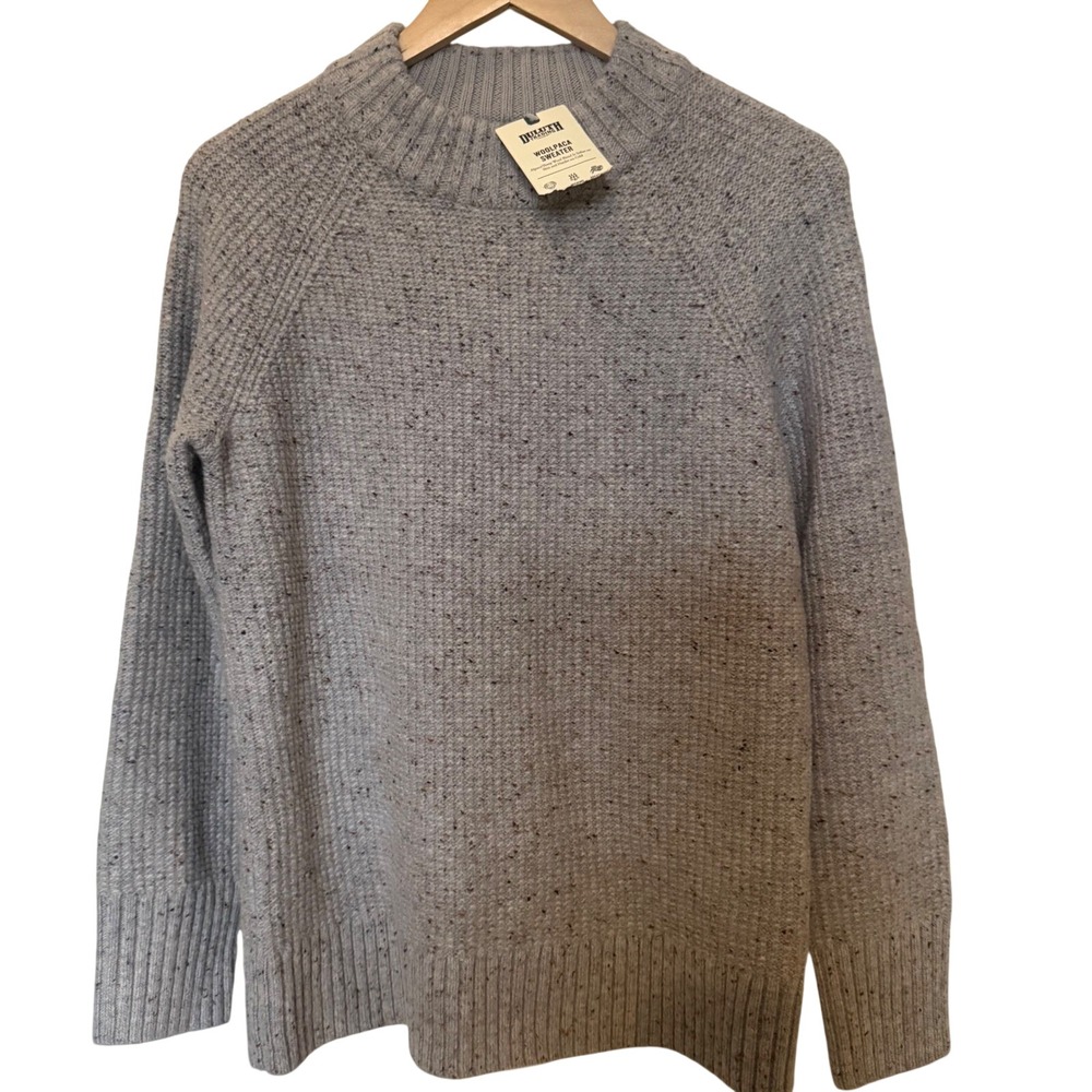 Duluth Trading Co Woolpaca Mock Neck Sweater Women's Size S Light Gray‎ NWT